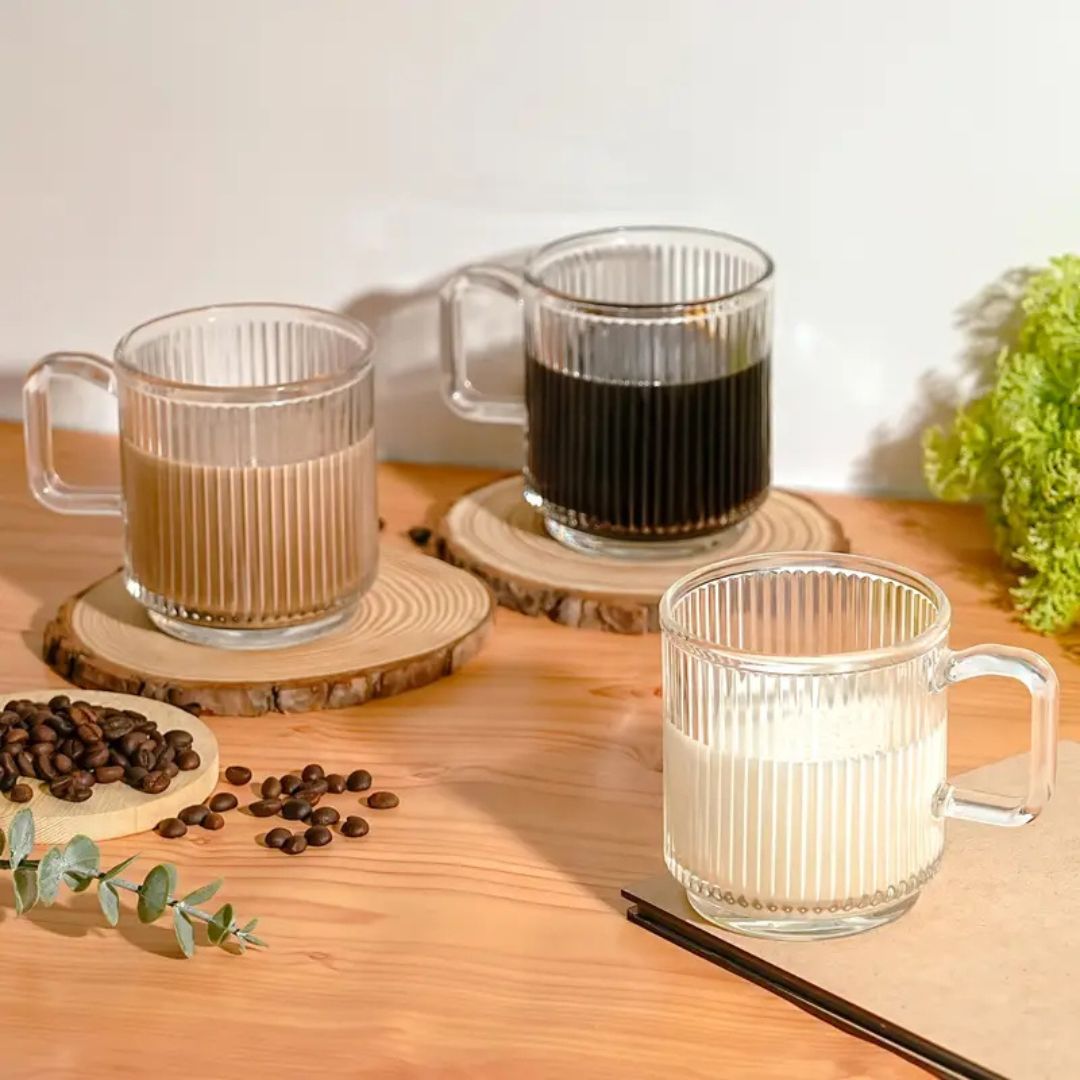 6-Pack Glass Coffee Mugs - Durable, Heat-Resistant, Ergonomic Design 0