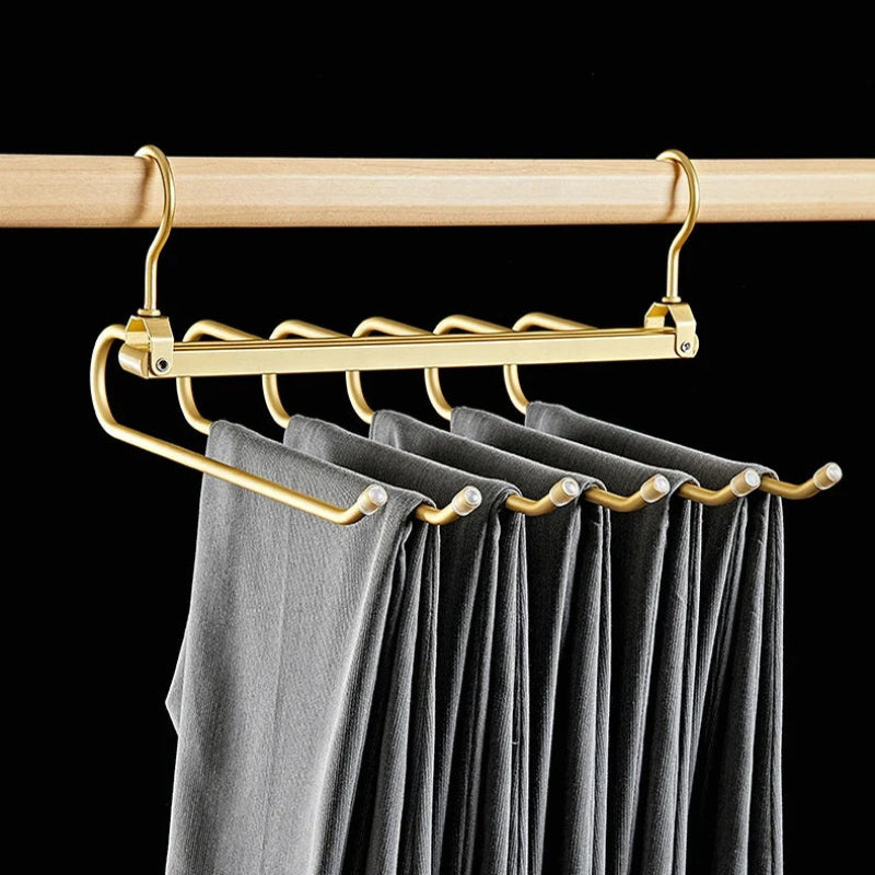 6-Tier Pants Hanger Organizer with 360° Rotating Hook – Space-Saving Aluminum Alloy Design 0