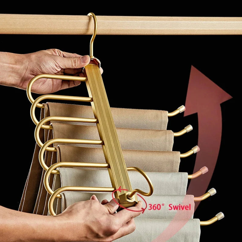 6-Tier Pants Hanger Organizer with 360° Rotating Hook – Space-Saving Aluminum Alloy Design 2