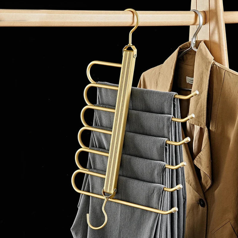6-Tier Pants Hanger Organizer with 360° Rotating Hook – Space-Saving Aluminum Alloy Design 4