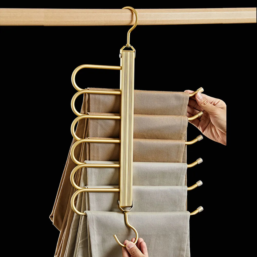 6-Tier Pants Hanger Organizer with 360° Rotating Hook – Space-Saving Aluminum Alloy Design 5