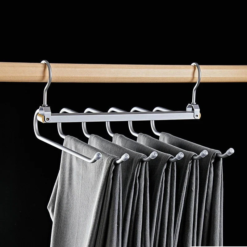 6-Tier Pants Hanger Organizer with 360° Rotating Hook – Space-Saving Aluminum Alloy Design 8