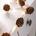 6 Ft Pinecone String Lights with 20 Warm White LED Bulbs – Battery Operated Indoor Decorative Lighting 1