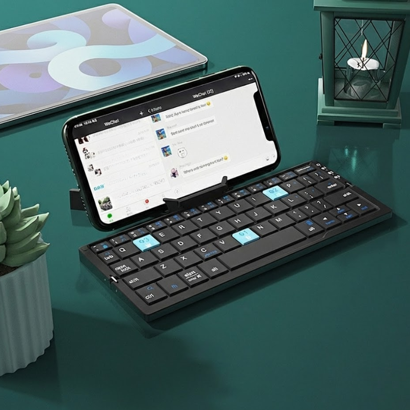 Mini Foldable Bluetooth Keyboard for Phone and Tablet – Portable Rechargeable Silent Aluminum Keyboard 0