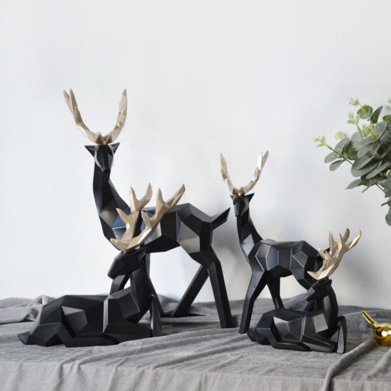 Abstract Deer Couple Sculpture – Elegant Resin Art Figures for Home Decor, 30x17x6.5cm & 18x17x5.5cm, Tranquil Nature Decor 2