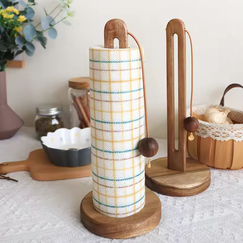 Acacia Regal Roll Stand - Stylish Kitchen Organizer with Anti-Slip Pads 3