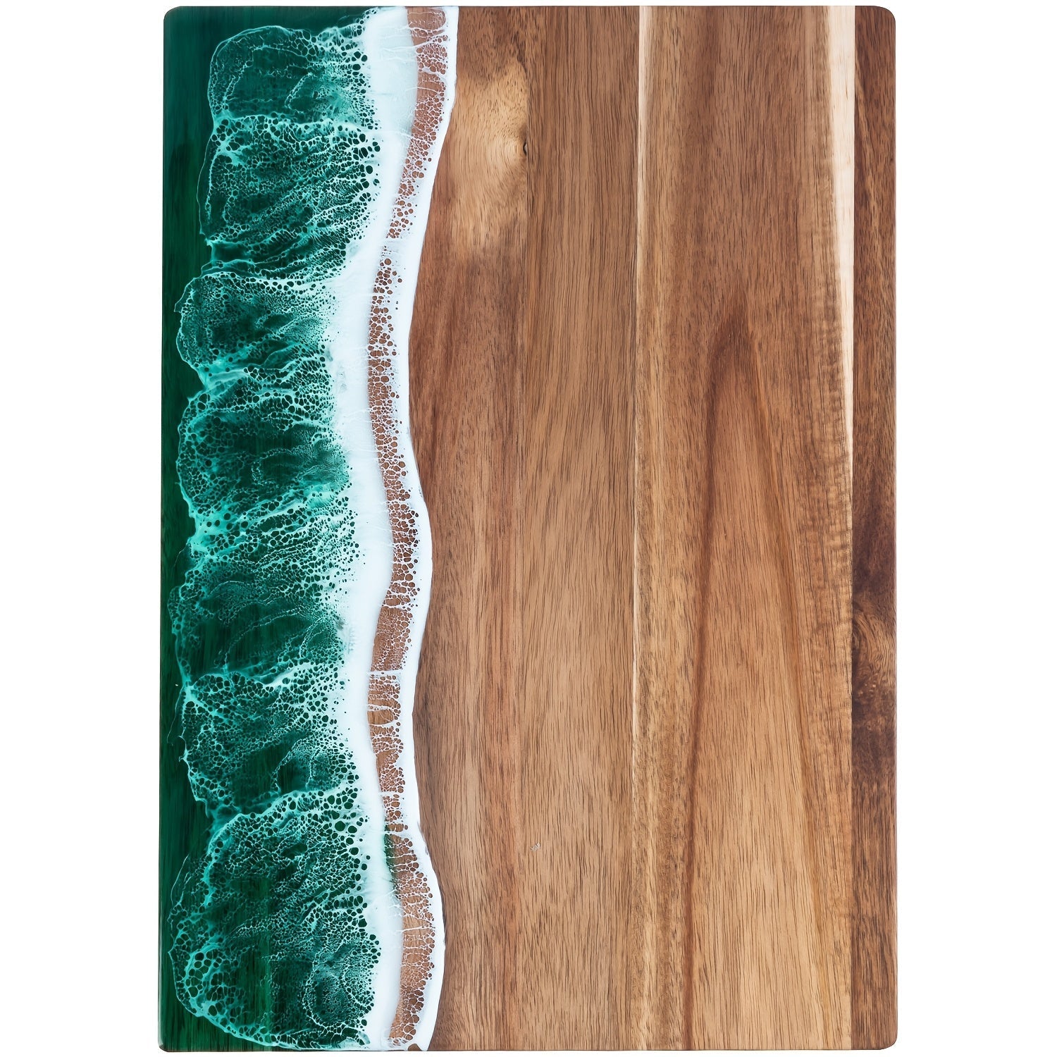 Acacia Wood Cutting Board - Unique Ocean Resin Inlay Design, 36x25 cm 0