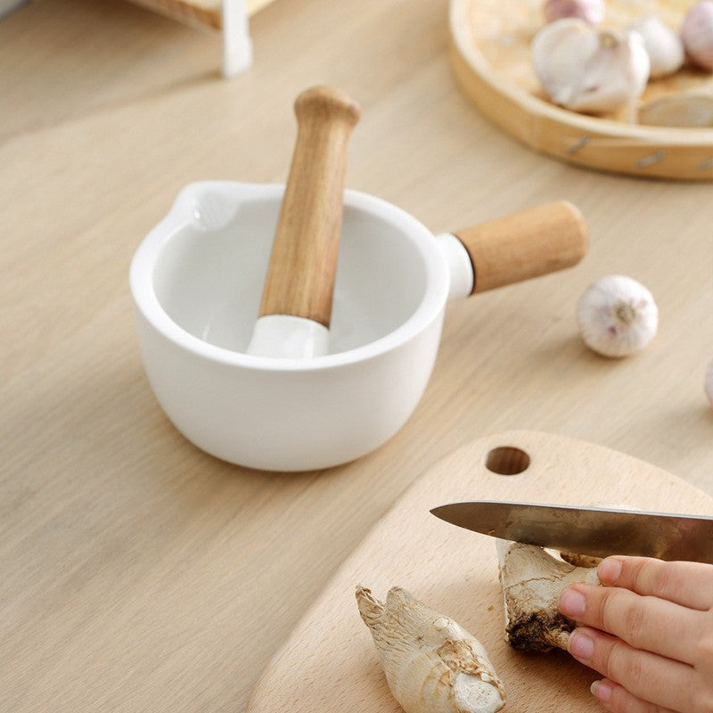 Acacia Wood and Ceramic Mortar and Pestle for Herb Grinding – 8.1 Manual Grinding Tool for Spices and Garlic 4