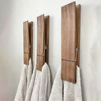 Adhesive Towel Clip - Strong Hold, No Drilling, Elegant Dark Walnut Finish 0