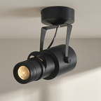 Black ceiling light fixture on a neutral background