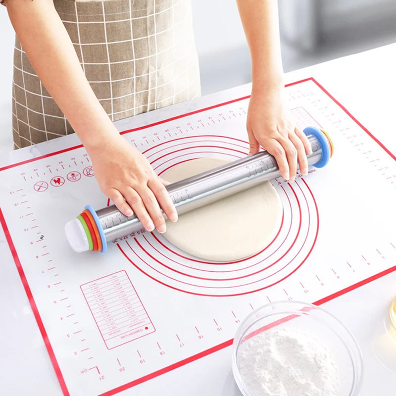 Adjustable Rolling Pin with Removable Spacers – 35 cm Stainless Steel for Even Dough Thickness 1