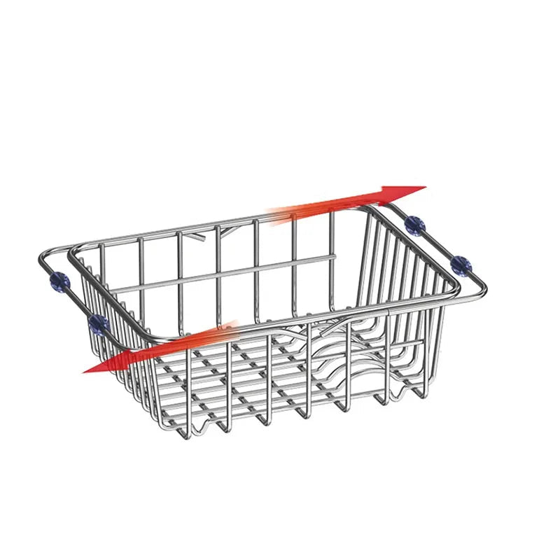 Adjustable Stainless Steel Over the Sink Dish Rack – Expandable Kitchen Organizer and Dish Strainer for Efficient Drying and Draining 0