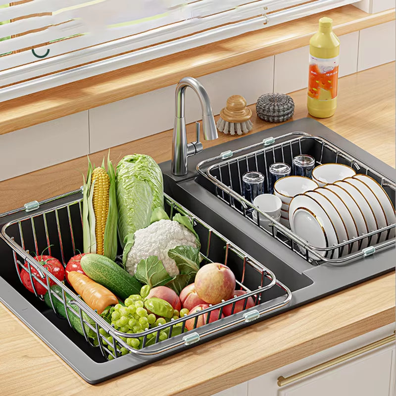 Adjustable Stainless Steel Over the Sink Dish Rack – Expandable Kitchen Organizer and Dish Strainer for Efficient Drying and Draining 5