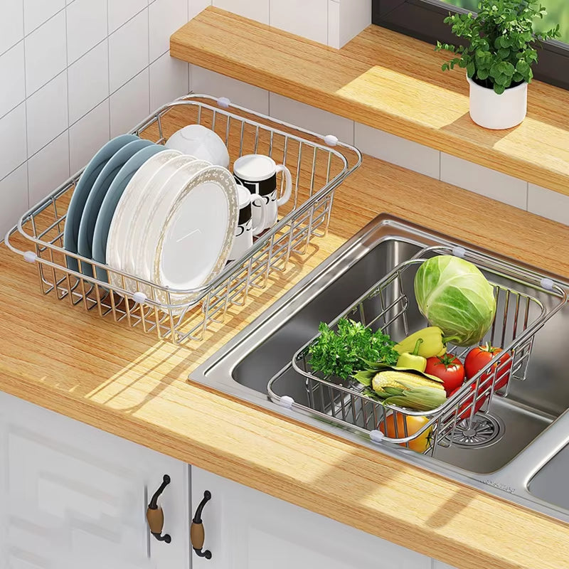 Adjustable Stainless Steel Over the Sink Dish Rack – Expandable Kitchen Organizer and Dish Strainer for Efficient Drying and Draining 6