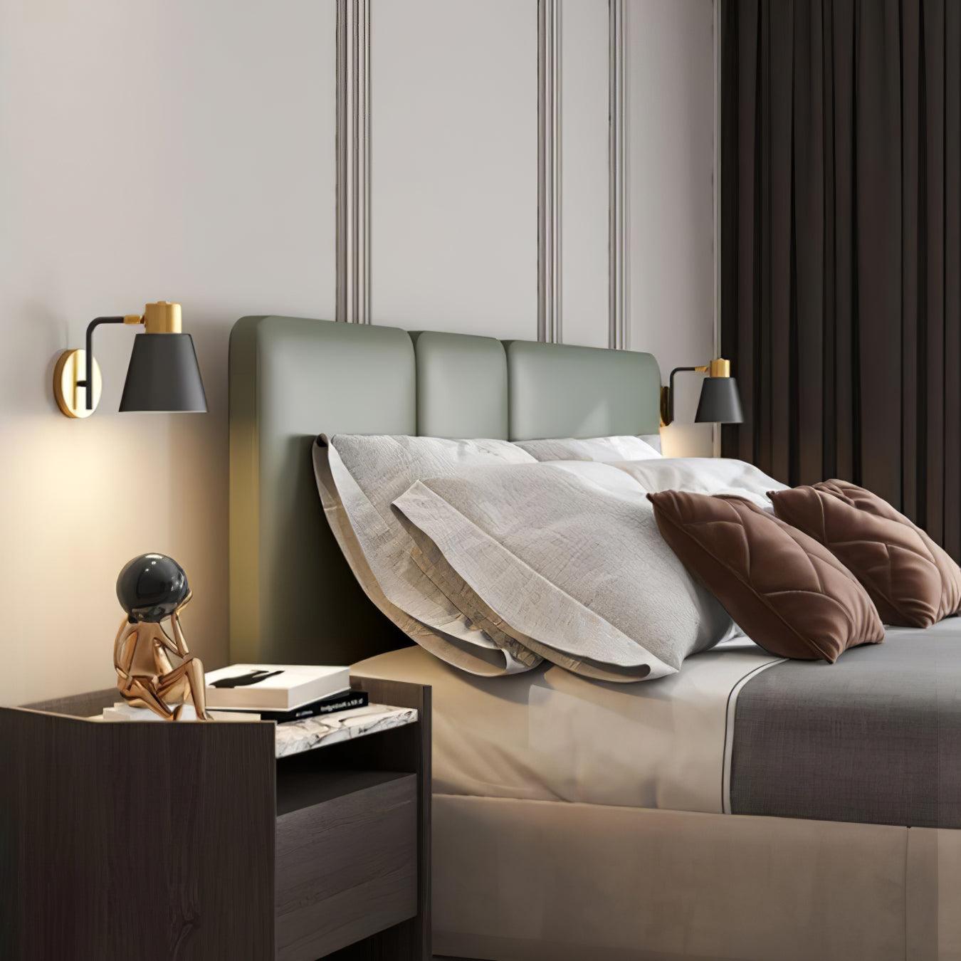 Adjustable Wall Lamp with Cone Shade - Black and Gold Wall Sconce Lighting for Reading and Ambient Use 3