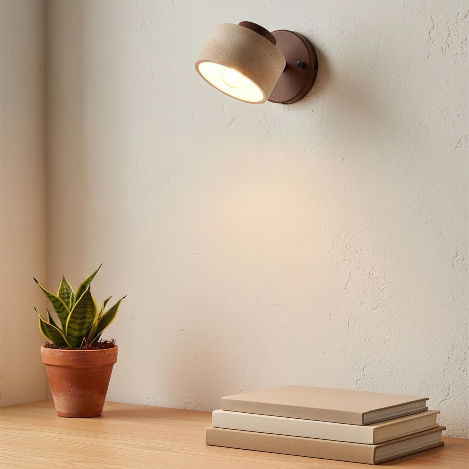 Adjustable Wall Sconce - Natural Travertine & Wood Design 6