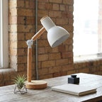 Adjustable Wood and Metal Desk Lamp with Jointed Arm and Bell Shade for Focused Task Lighting - Multiple Colors Available 1