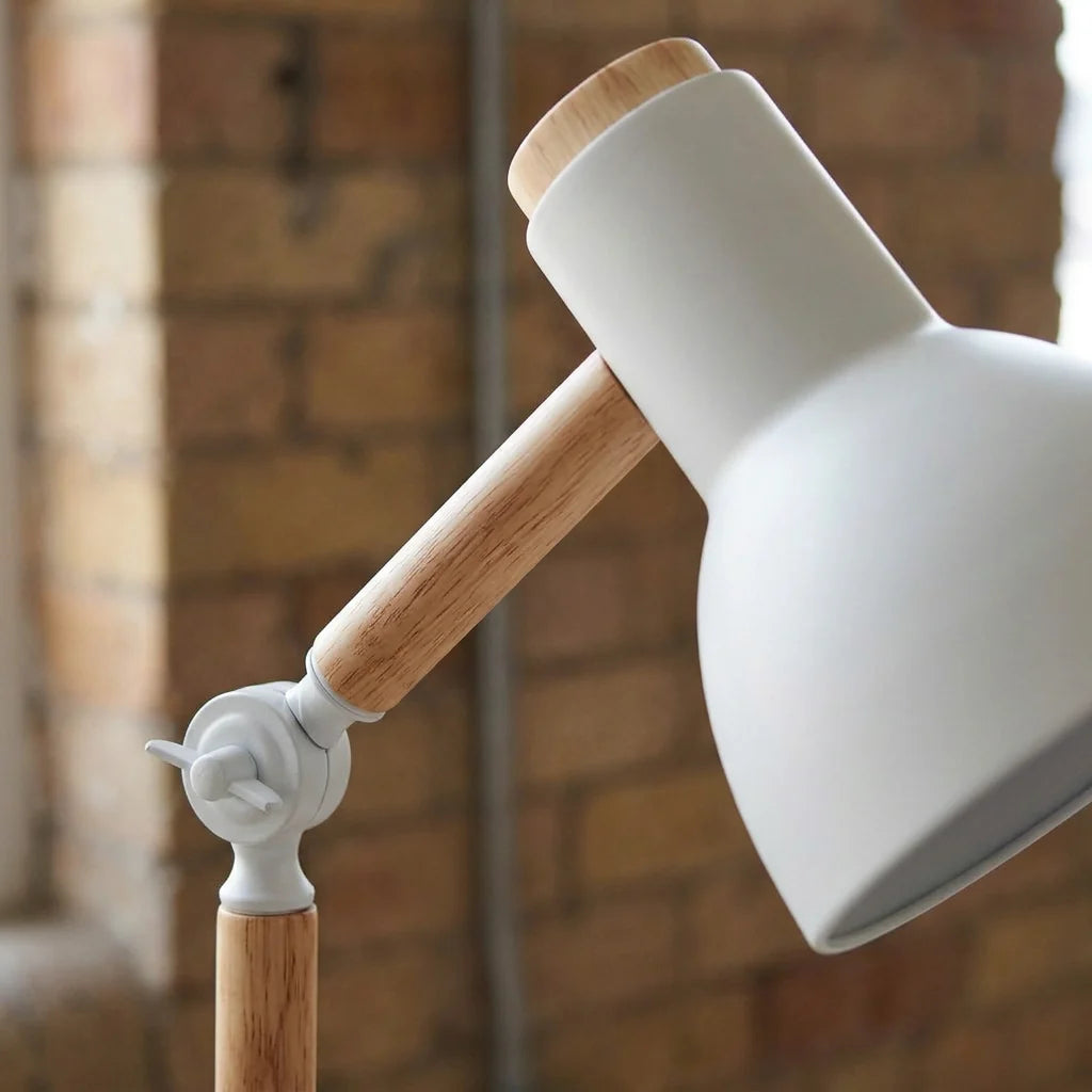 Adjustable Wood and Metal Desk Lamp with Jointed Arm and Bell Shade for Focused Task Lighting - Multiple Colors Available 3