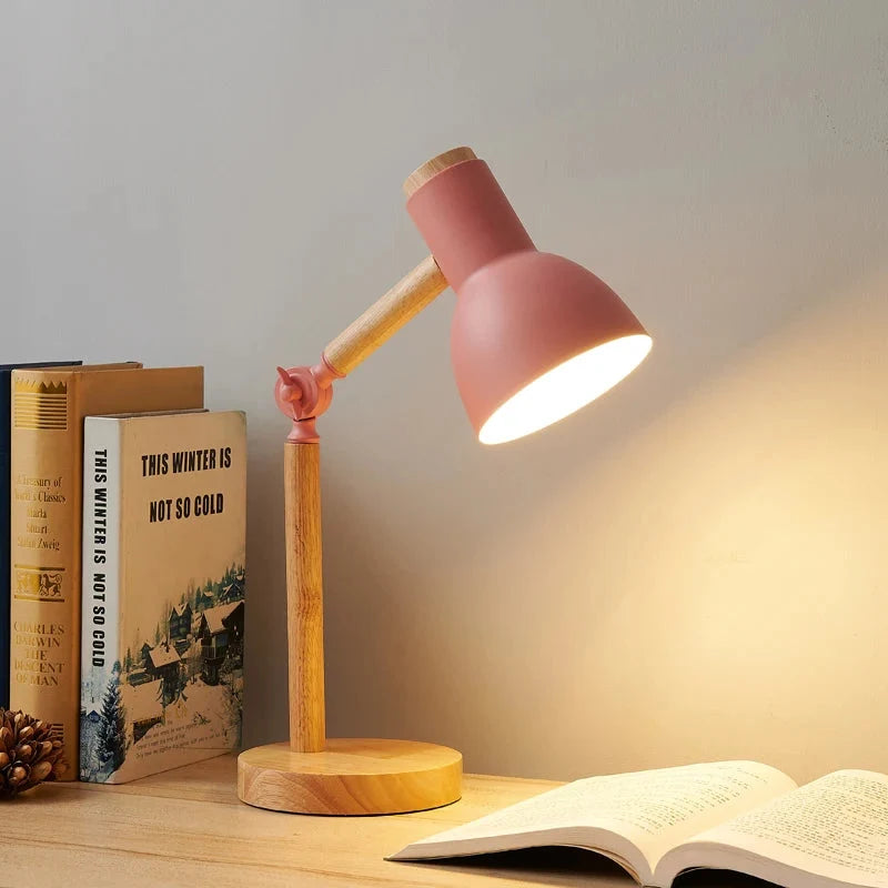 Adjustable Wood and Metal Desk Lamp with Jointed Arm and Bell Shade for Focused Task Lighting - Multiple Colors Available 5