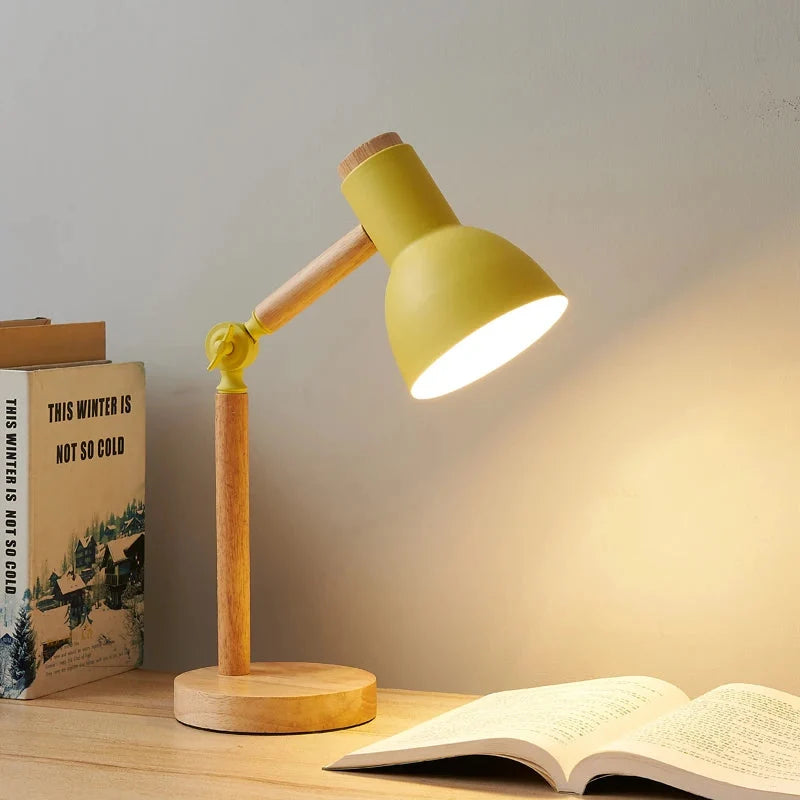 Adjustable Wood and Metal Desk Lamp with Jointed Arm and Bell Shade for Focused Task Lighting - Multiple Colors Available 6