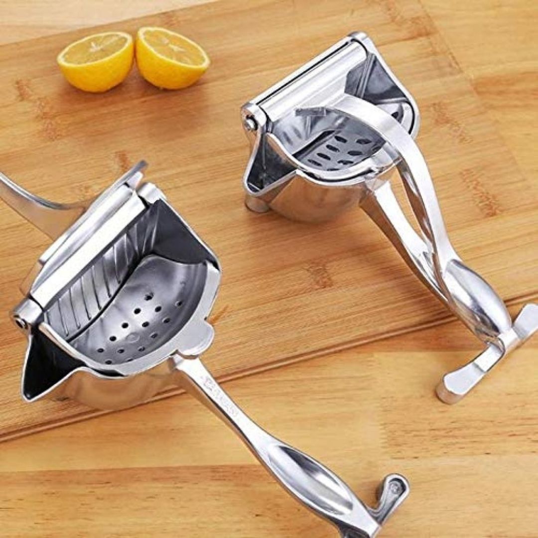 Aluminum Citrus Juicer with Ergonomic Grip for Effortless Lemon and Orange Juice Extraction - Durable Silver Citrus Press 0