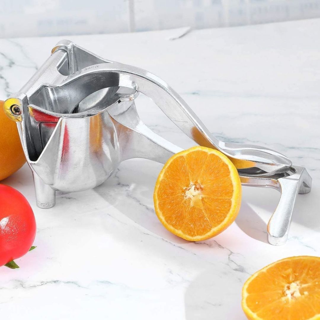 Aluminum Citrus Juicer with Ergonomic Grip for Effortless Lemon and Orange Juice Extraction - Durable Silver Citrus Press 2