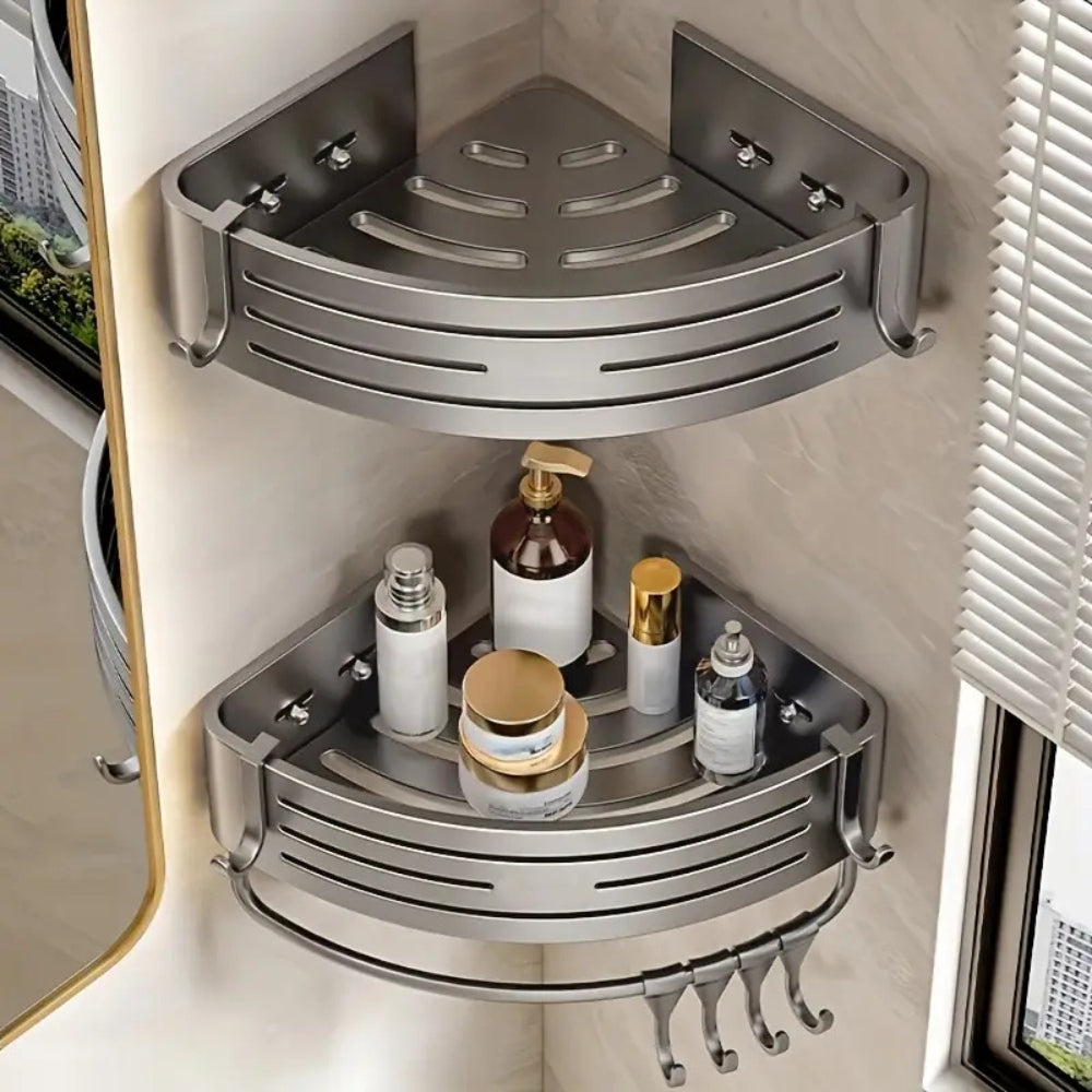 Aluminum Corner Shower Caddy - Rust-Resistant Bathroom Organizer 1