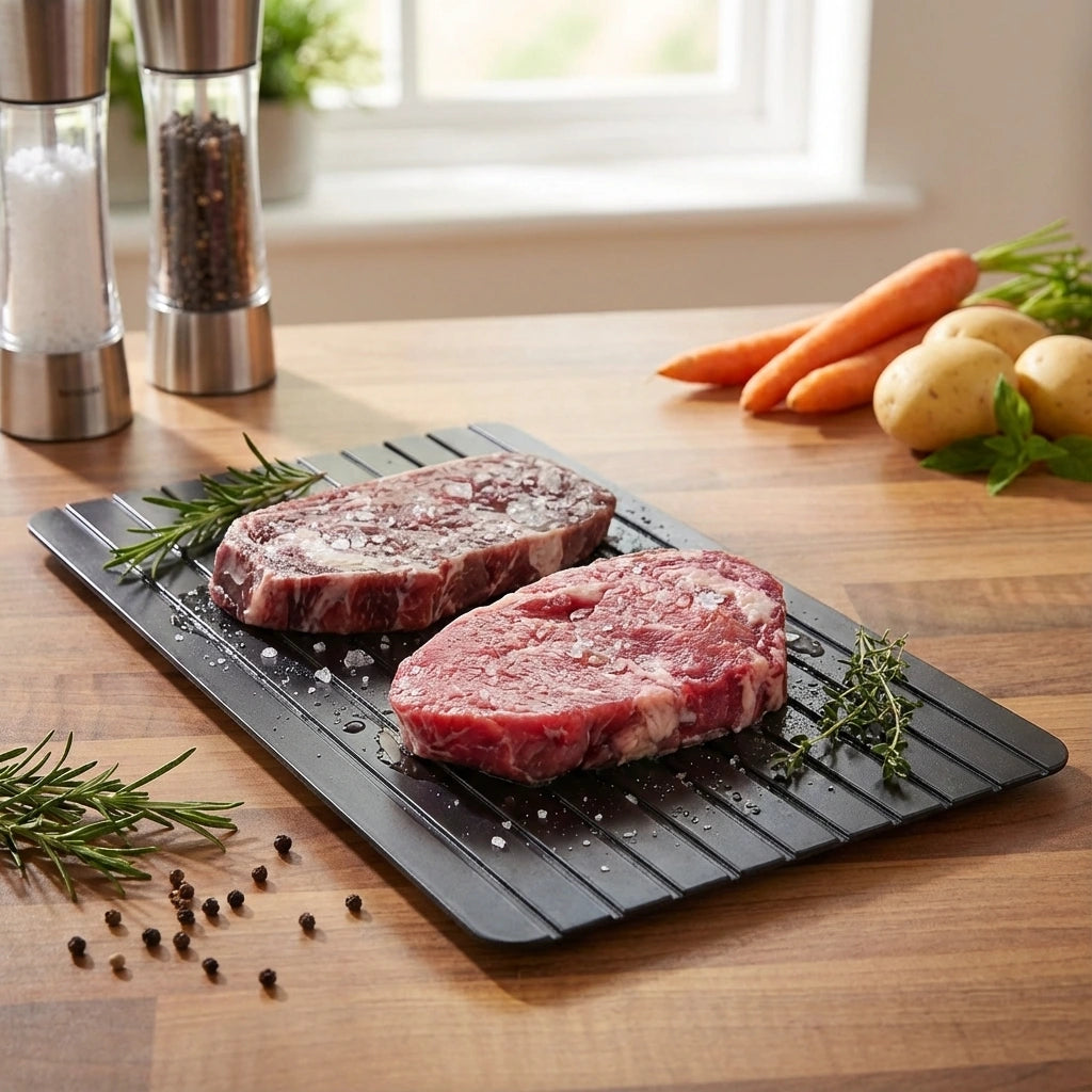 Aluminum Defrosting Tray - Fast Thawing for Meat, Seafood & Veggies 0