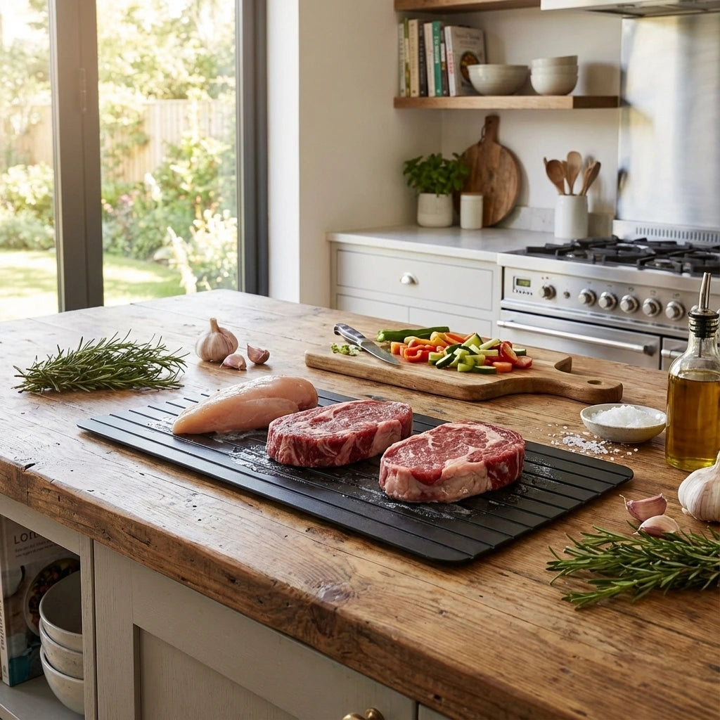 Aluminum Defrosting Tray - Fast Thawing for Meat, Seafood & Veggies 5