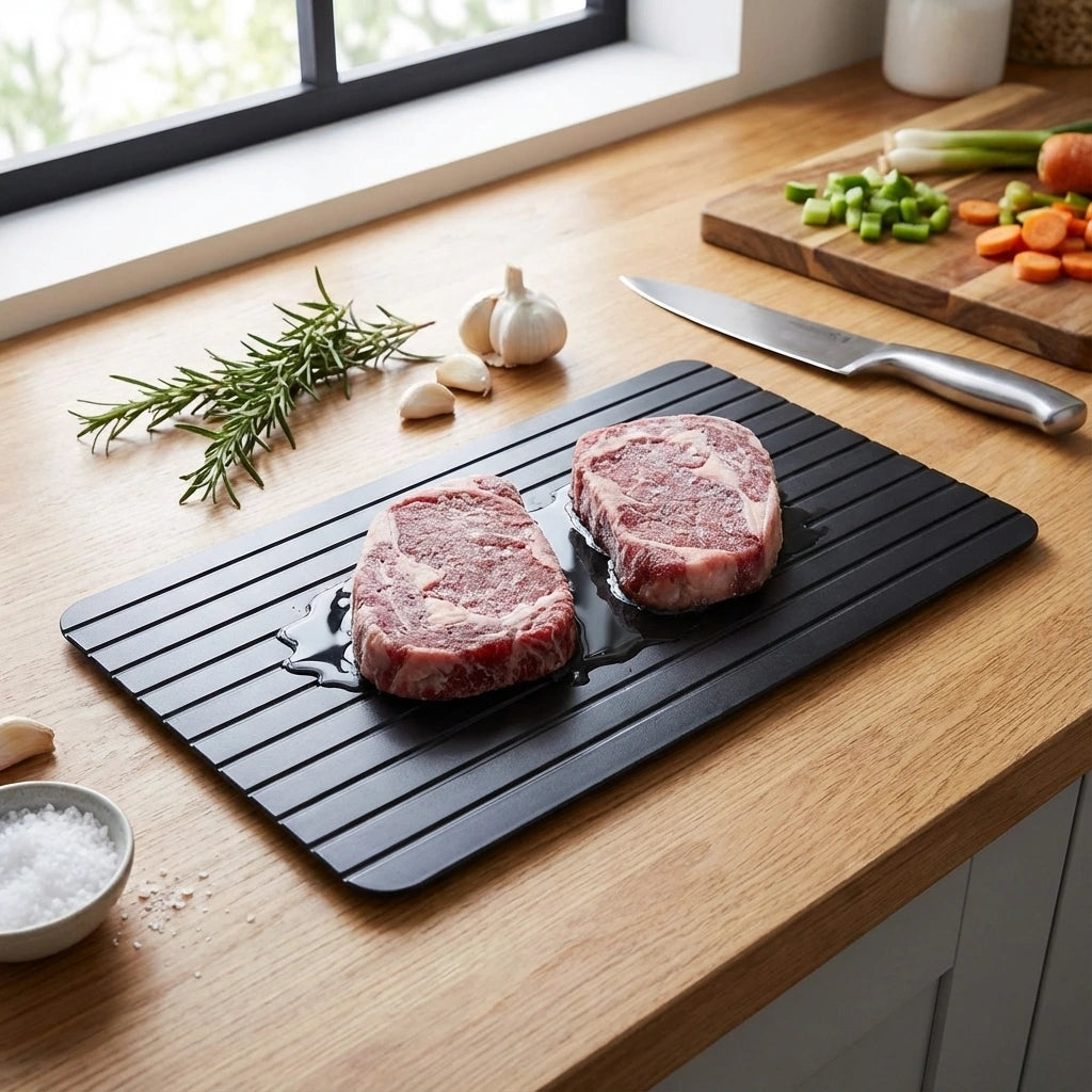 Aluminum Defrosting Tray - Fast Thawing for Meat, Seafood & Veggies 6