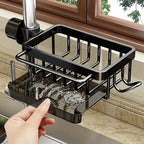 Aluminum Kitchen Sink Caddy - Space-Saving Sponge Holder Organizer 0