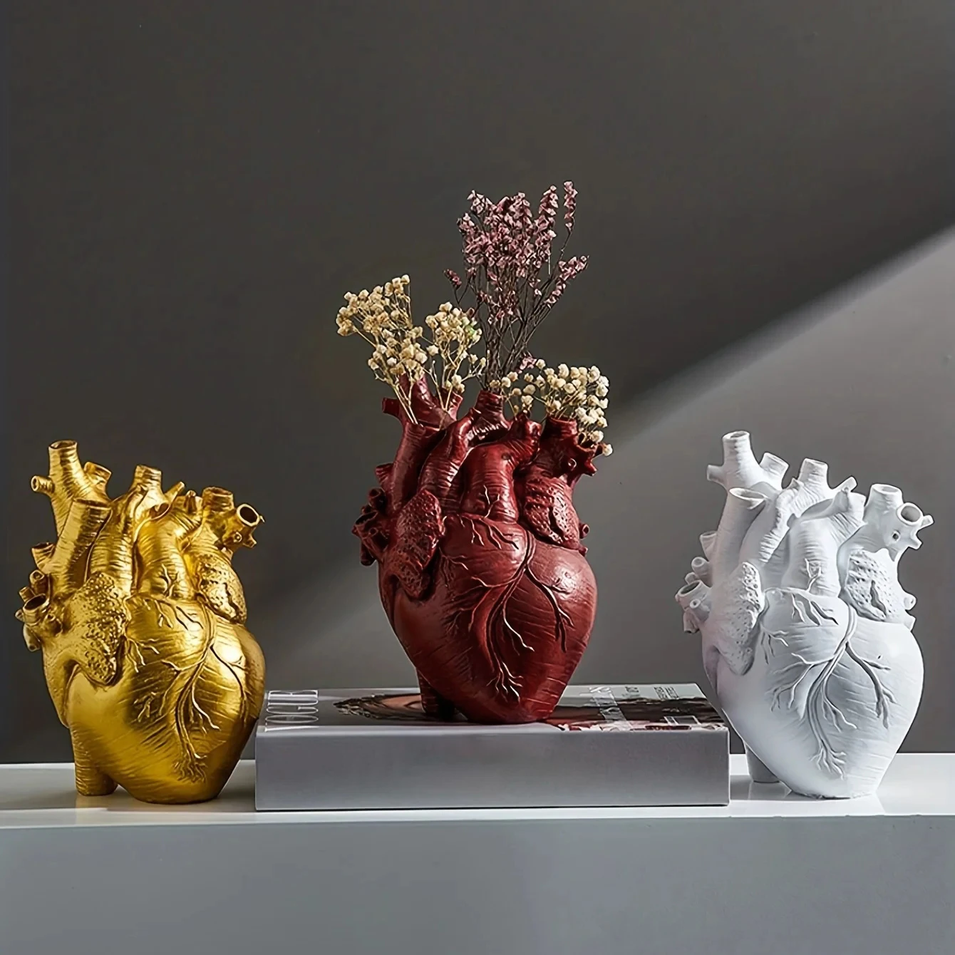 Anatomical Heart Flower Vase - Unique Resin Design for Fresh & Dried Flowers 4