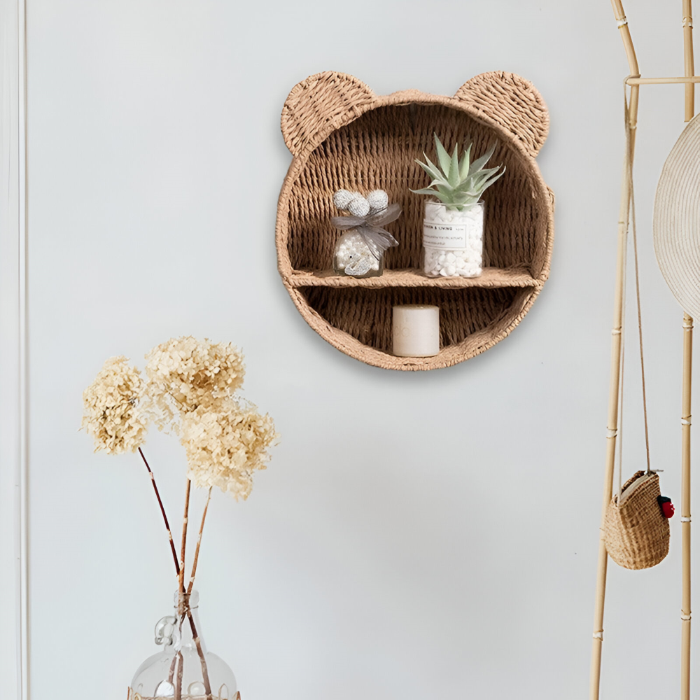 Animal-Shaped Wall Shelf - Lightweight Natural Rattan Decor & Storage 4