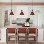 Antique Copper Farmhouse Pendant Light – Height Adjustable Kitchen Pendant Lighting for Kitchen Island, E26 Socket, 1-Light 1