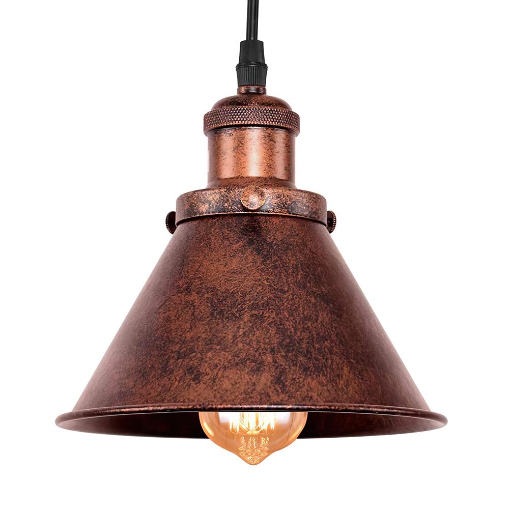 Antique Copper Farmhouse Pendant Light – Height Adjustable Kitchen Pendant Lighting for Kitchen Island, E26 Socket, 1-Light 7
