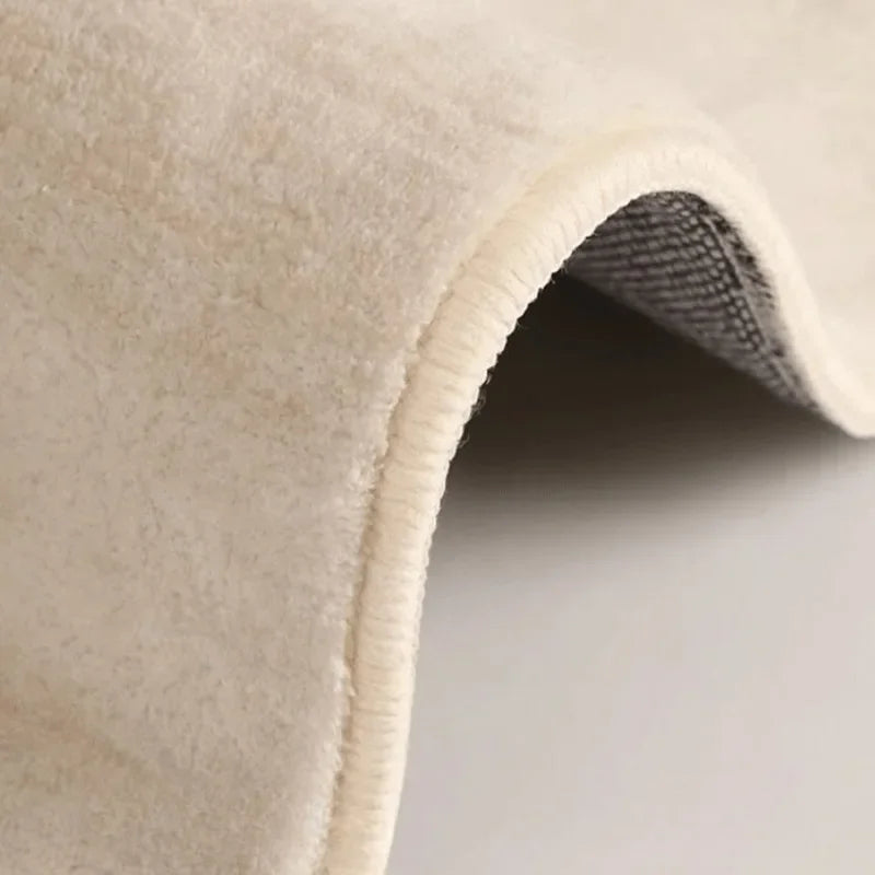 Area Rug Polyester Irregular Shape Non Slip Rubber Backing Beige, Soft Non-Slip Design 5