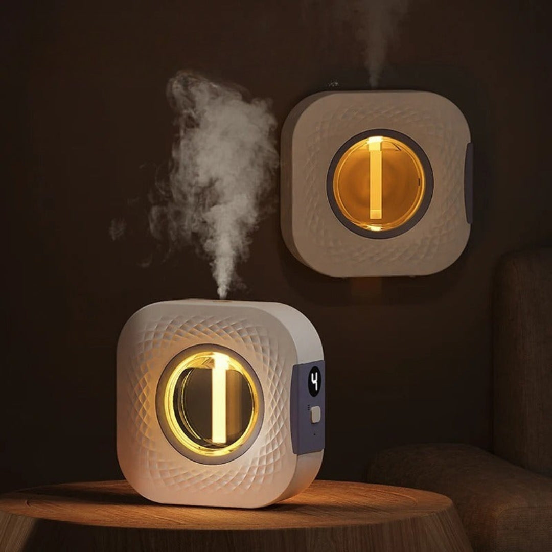 Aromatherapy Air Purifier and Humidifier – Wall-Mounted Design with Multi-Color Night Light for Fresh, Inviting Atmosphere