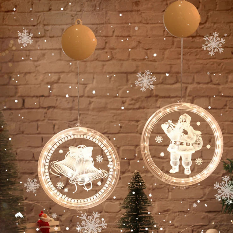 Art Deco LED Wall Sconce with Festive Santa, Bell, Deer, and Snow Designs – Battery Powered Wall Lights for Dining Room 3