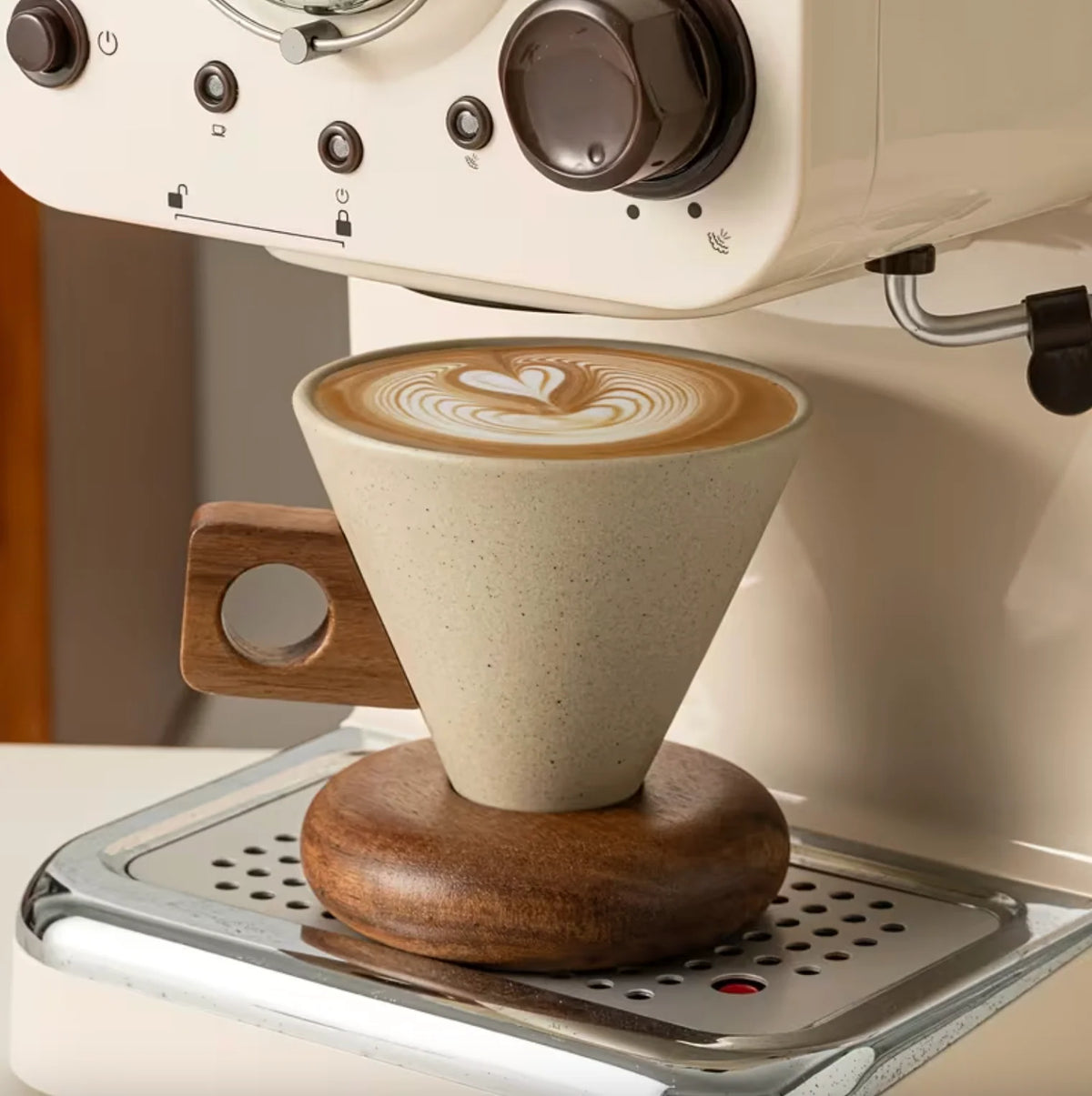 Artisan Espresso Cup Set - Elegant Ceramic & Wood Design for Coffee Lovers 5