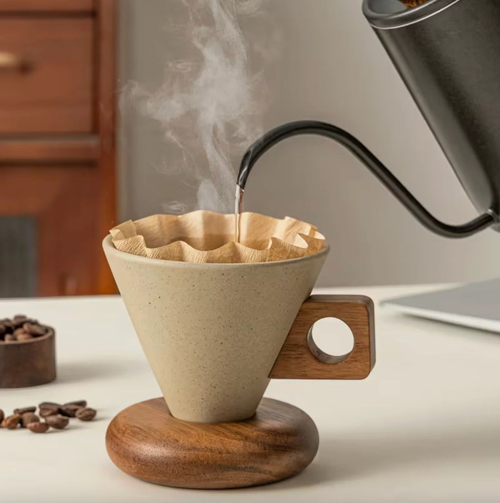 Artisan Espresso Cup Set - Elegant Ceramic & Wood Design for Coffee Lovers 6