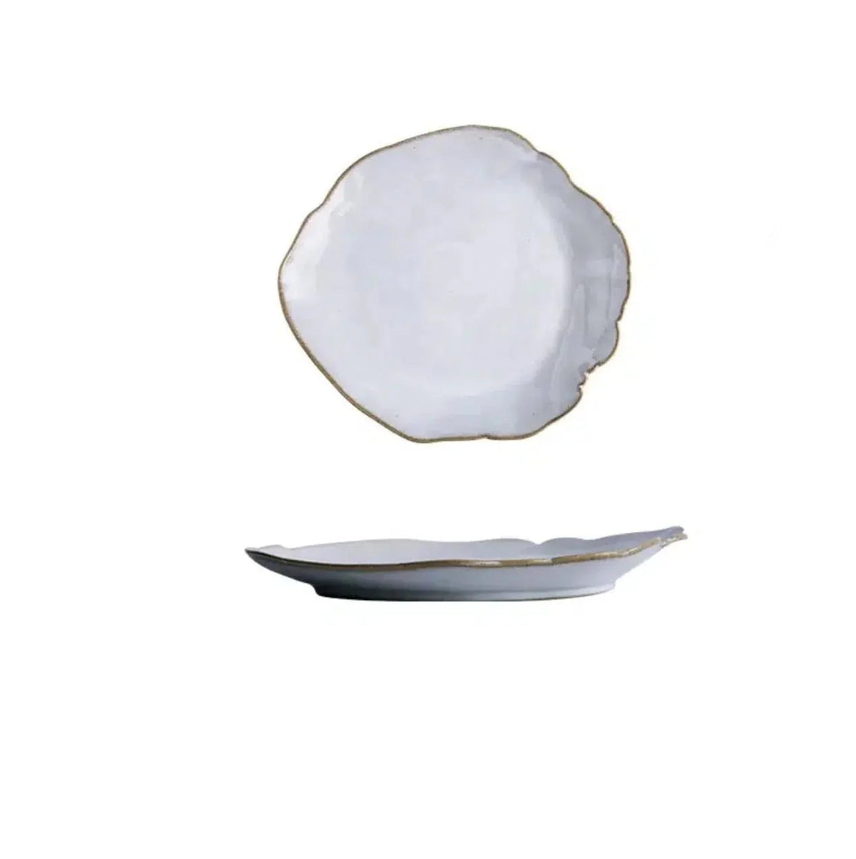 Artisanal Organic Ceramic Dinnerware Set with Irregular Petal Rims – High-Density Porcelain Dinner Plates in Alabaster Matte Finish 11