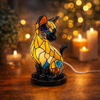 Cat Silhouette Table Lamp – Mosaic Resin Design for Ambient Lighting in Bedroom and Living Room, Ideal Bedside or Nightstand Lamp 2