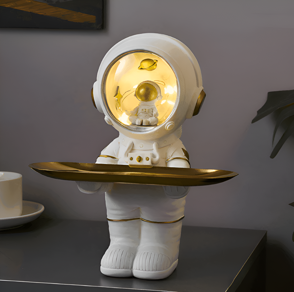Astronaut Decorative Tray - LED Lighted Accessory Organizer for Home & Office 0