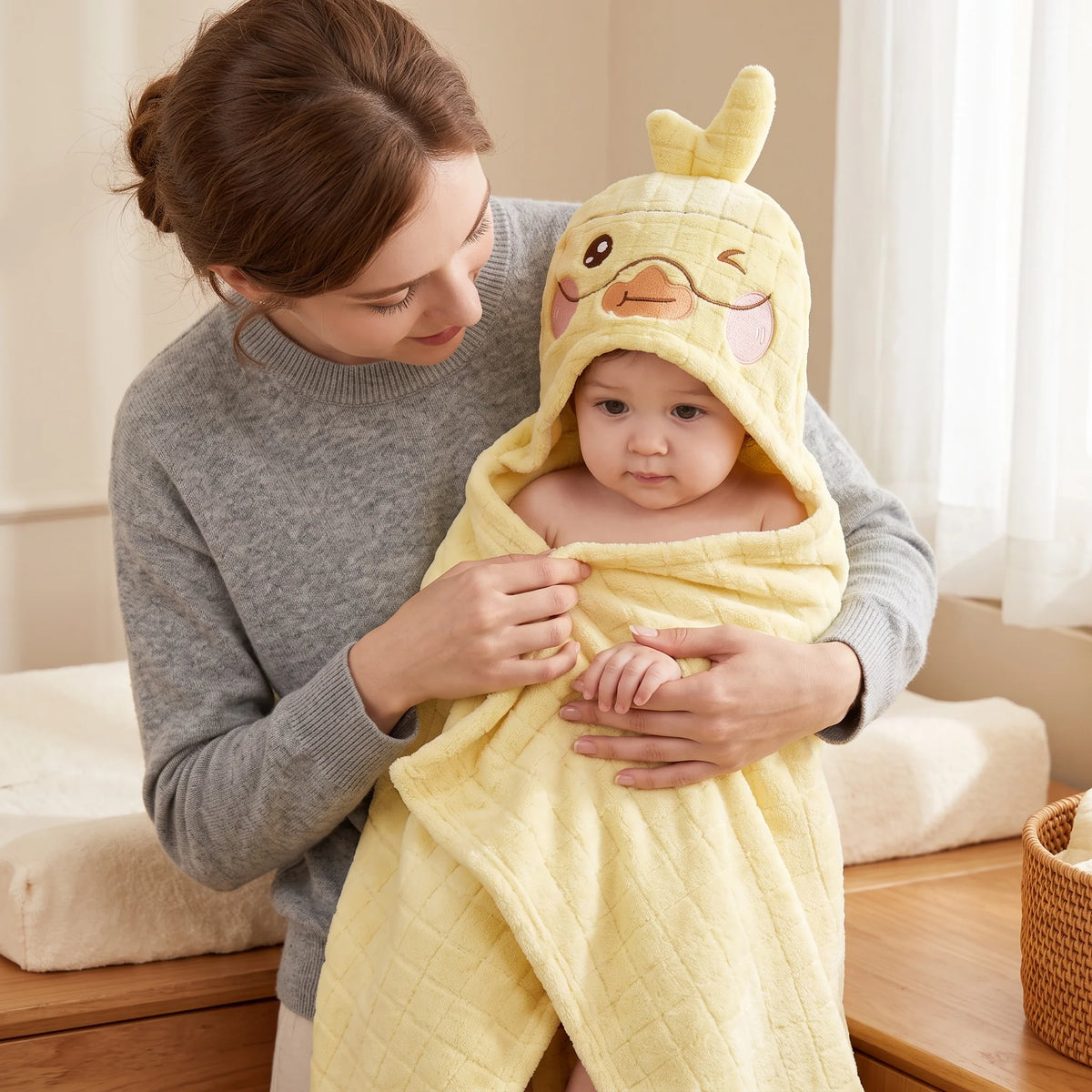 Baby Bath Towel Wrap - Soft, Absorbent & Gentle for Newborns 1