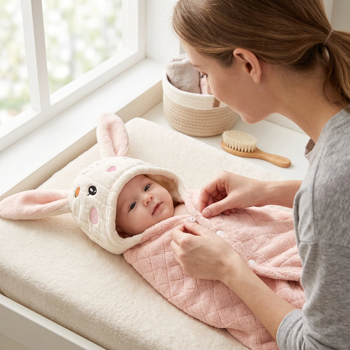 Baby Bath Towel Wrap - Soft, Absorbent & Gentle for Newborns 3