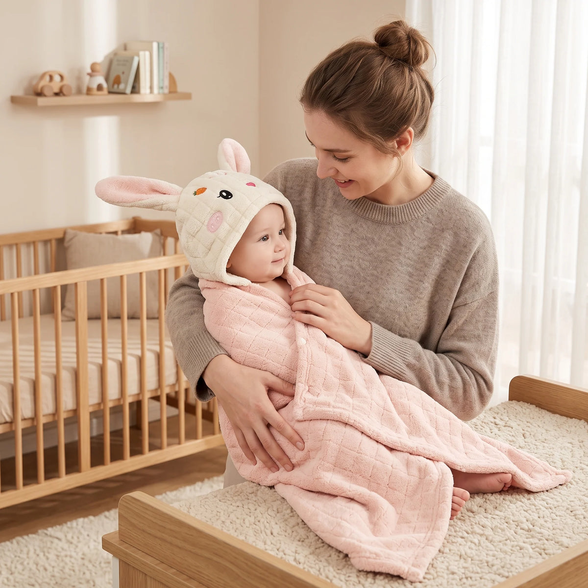 Baby Bath Towel Wrap - Soft, Absorbent & Gentle for Newborns 6