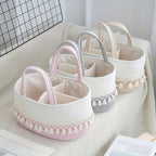 Baby Caddy Organizer - Stylish Lace Trim, Portable Storage for Essentials 1