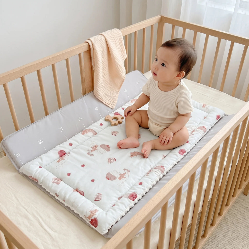 Baby Changing Mat - Soft Linen Portable Diaper Changing Pad 0