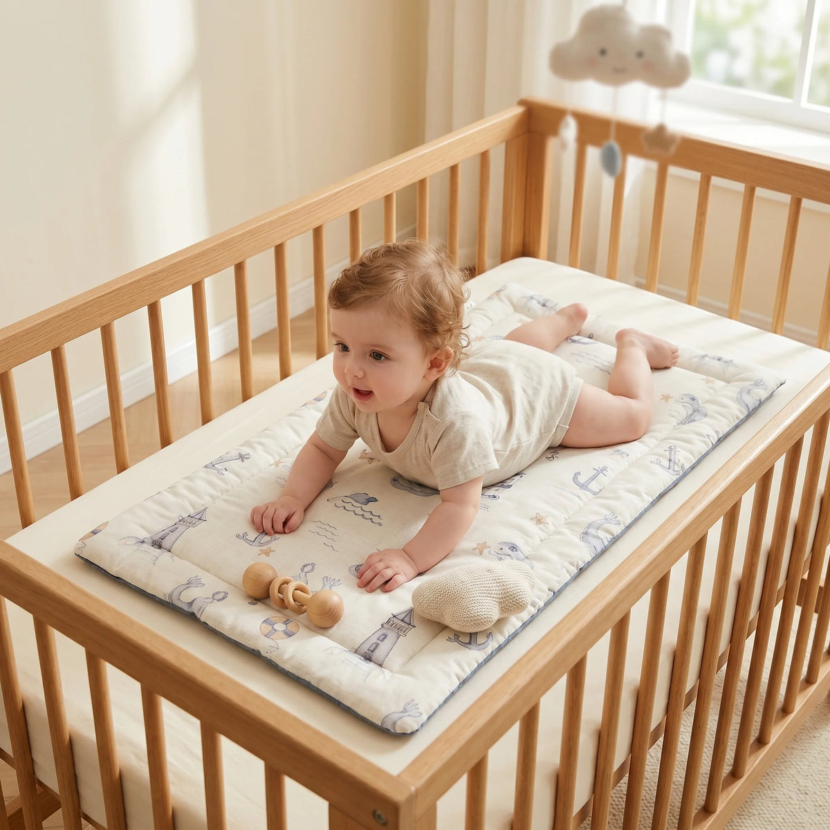 Baby Changing Mat - Soft Linen Portable Diaper Changing Pad 1