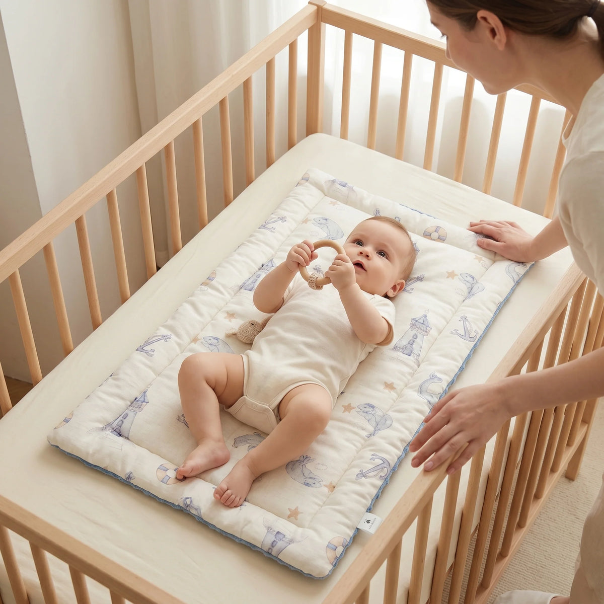 Baby Changing Mat - Soft Linen Portable Diaper Changing Pad 9